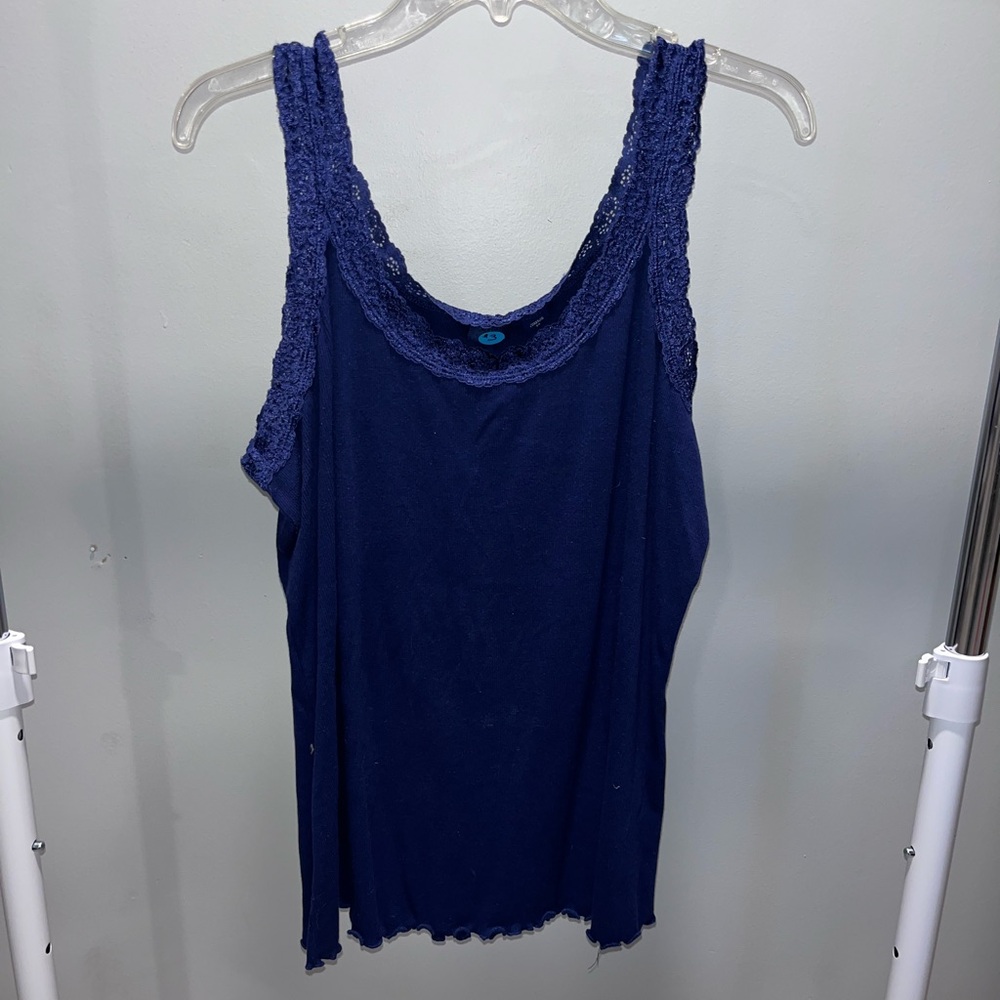 Women's Navy Lace Trim Tank Top